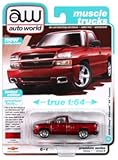 Auto World 1&colon;64 2005 Chevrolet Silverado SS Custom Single Cab Version B – Candy Apple Red Metallic