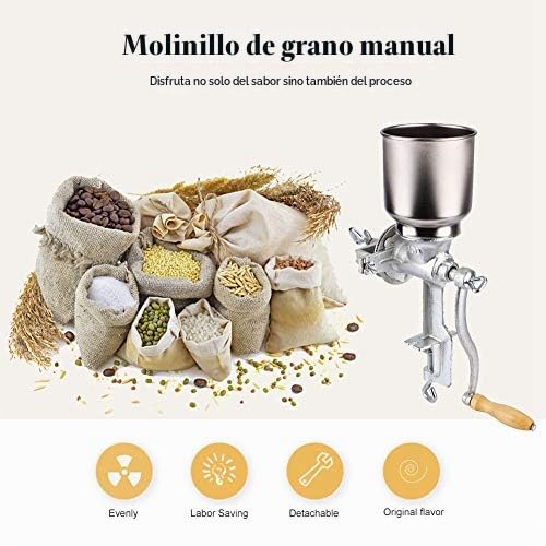 Molino de maiz,Molinillo de Grano Manual, Molino de maiz manual Molino de Café en Grano Manual con Embudo Grande de Hierro Fundido para Grano Maíz Trigo