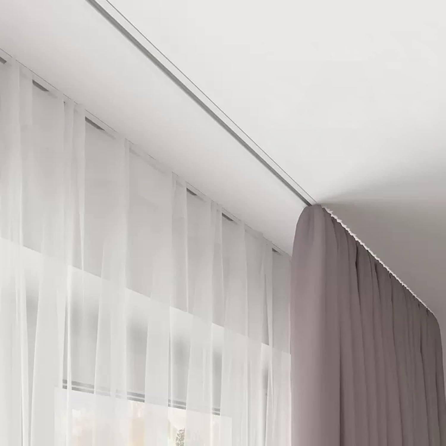 Piste de rideau en aluminium caché, support de plafond, diviseur de pièce intégré Rail de glissement, barre de partition en métal commercial, kit complet