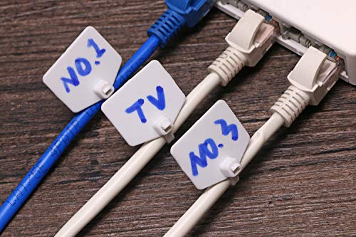 Mini Skater White Plastic Cable Marker Tag Ties Nylon Writable Write on Ethernet Wire Zip Ties Cord Identification Management Marking Label (25)
