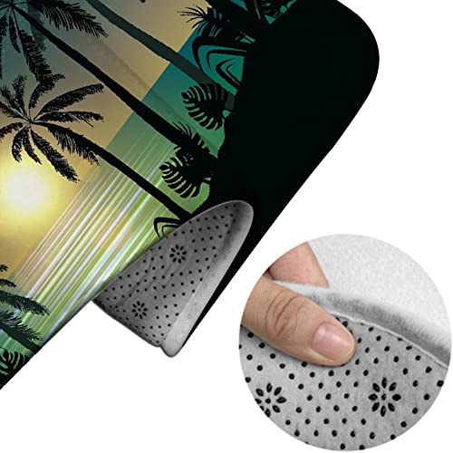 Badezimmerteppich-Set, 3-teilig, Summer Beach Night Palm Sunset, waschbare Badeteppiche, rutschfest, mit Rückenpolster, Konturteppich und Toilettendeckelbezug – Bild 5