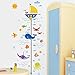 Pegatina pared vinilo decorativo medidor altura fauna marina para cuartos niños juegos...