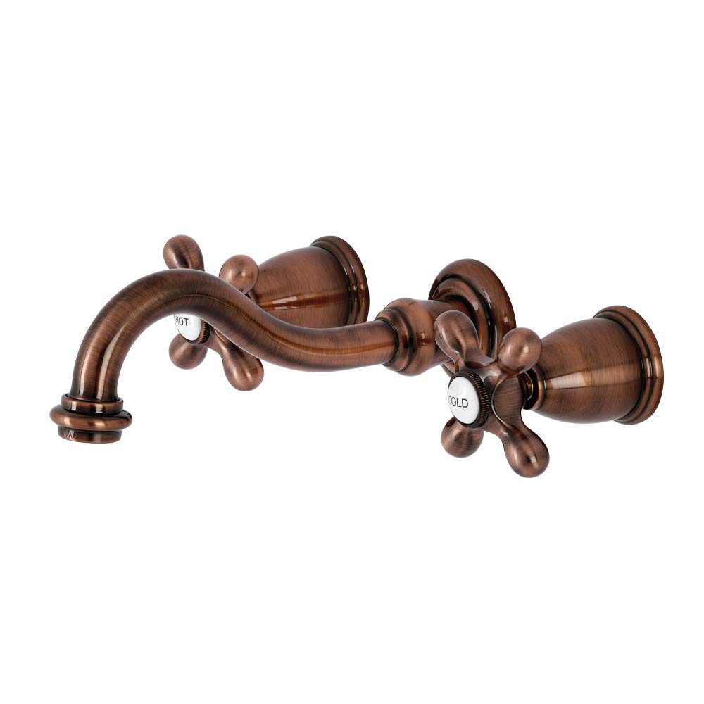 Photo 1 of Kingston Brass KS312AXAC Vintage 2-Handle Wall Mount Bathroom Faucet, Antique Copper