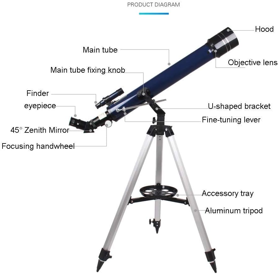Telescopes for Astronomy Stargazing Student Kids Telescope 45° Full Erect Zenith Mirror High-Definition Sky Viewing Adult Entry Astronomical Telescope (Blue Package 2)