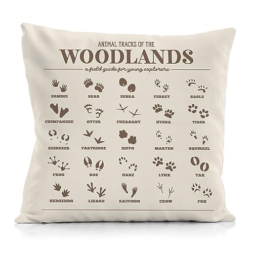 Image of Qvapt Jungle Animals Tracks Throw Pillow Cover 18x18 Inch,Retro Animal Tracks Decorative Pillow Cover,Educational Animal Cushion Pillowcase for Nursery Kids Boys Room Decor