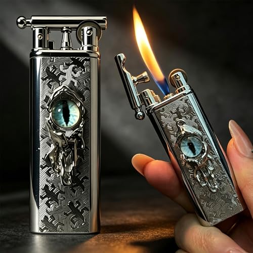 Encendedor metálico vintage rellenable con patrón 3D miniatura 1