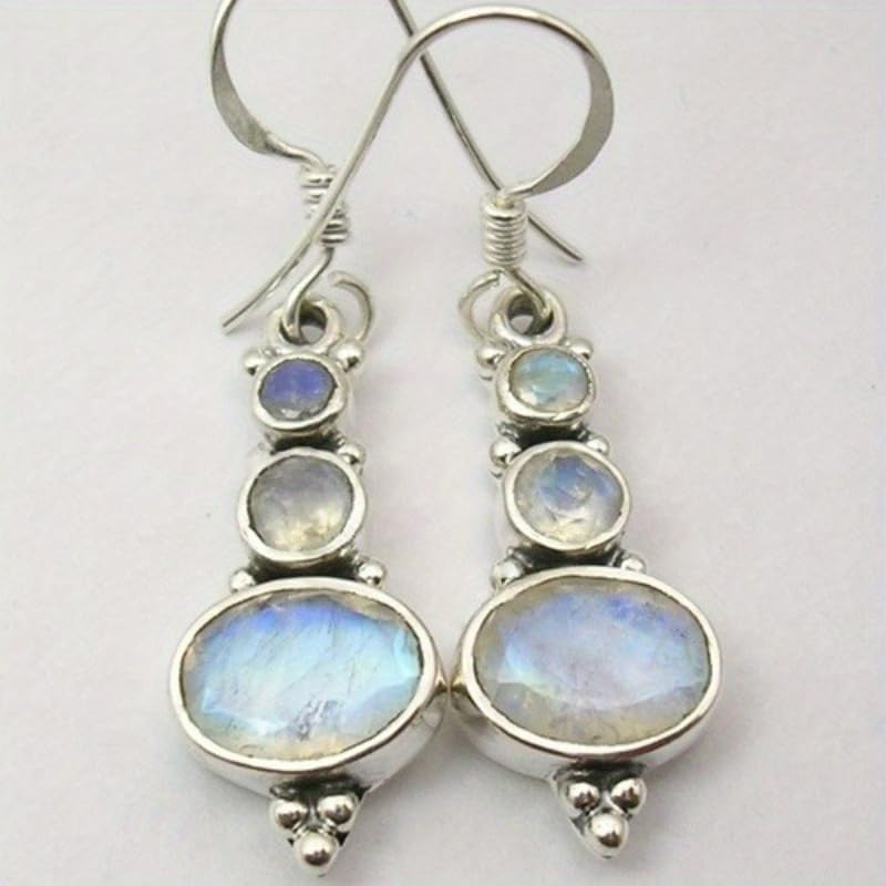 Women‘s Hypoallergenic Elegant Synthetic Moonstone Long Dangle Earrings Vintage Boho Style for Daily Wear & Banquets, Banquet Jewelry