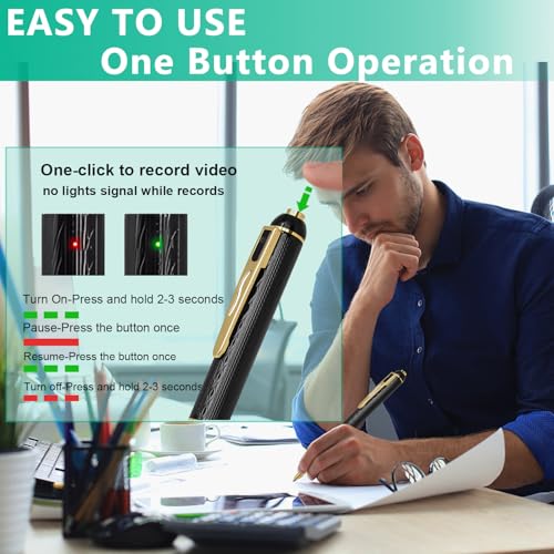 Qetatiy 128G Hidden Camera, 1080P Camera Pen, Body Camera, Mini Nanny Cam With 300 Minutes Video Loop Recording, Secret Camera-One Button Wireless Security Camera For Home thumb #3