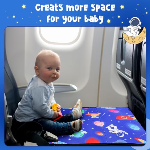 JaGely Toddler Airplane Bed with Storage Bag Airplane Seat Extender for Kids Airplane Kids Bed Travel Toddler Bed Portable Airplane Foot Rest for Kids Toddlers Travel Must Have Accessories (Astronaut)