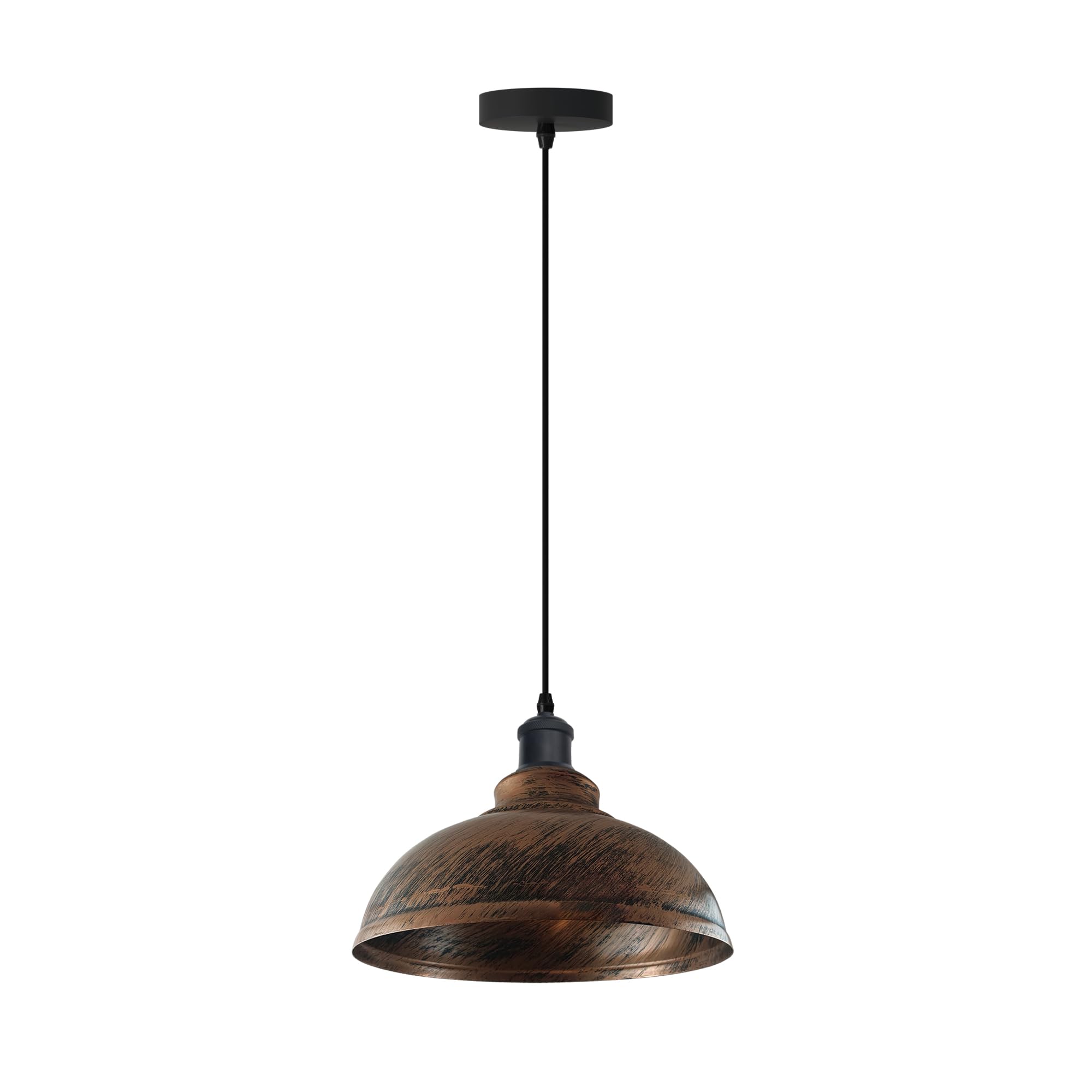 LEDSone Vintage Industrial Pendant Ceiling Light E27 Hanging Lamp, Adjustable 95cm Cable, 29cm Metal Shade, Rustic Indoor Ceiling Light for Kitchen Dining Room Cafe Home-Brushed Copper