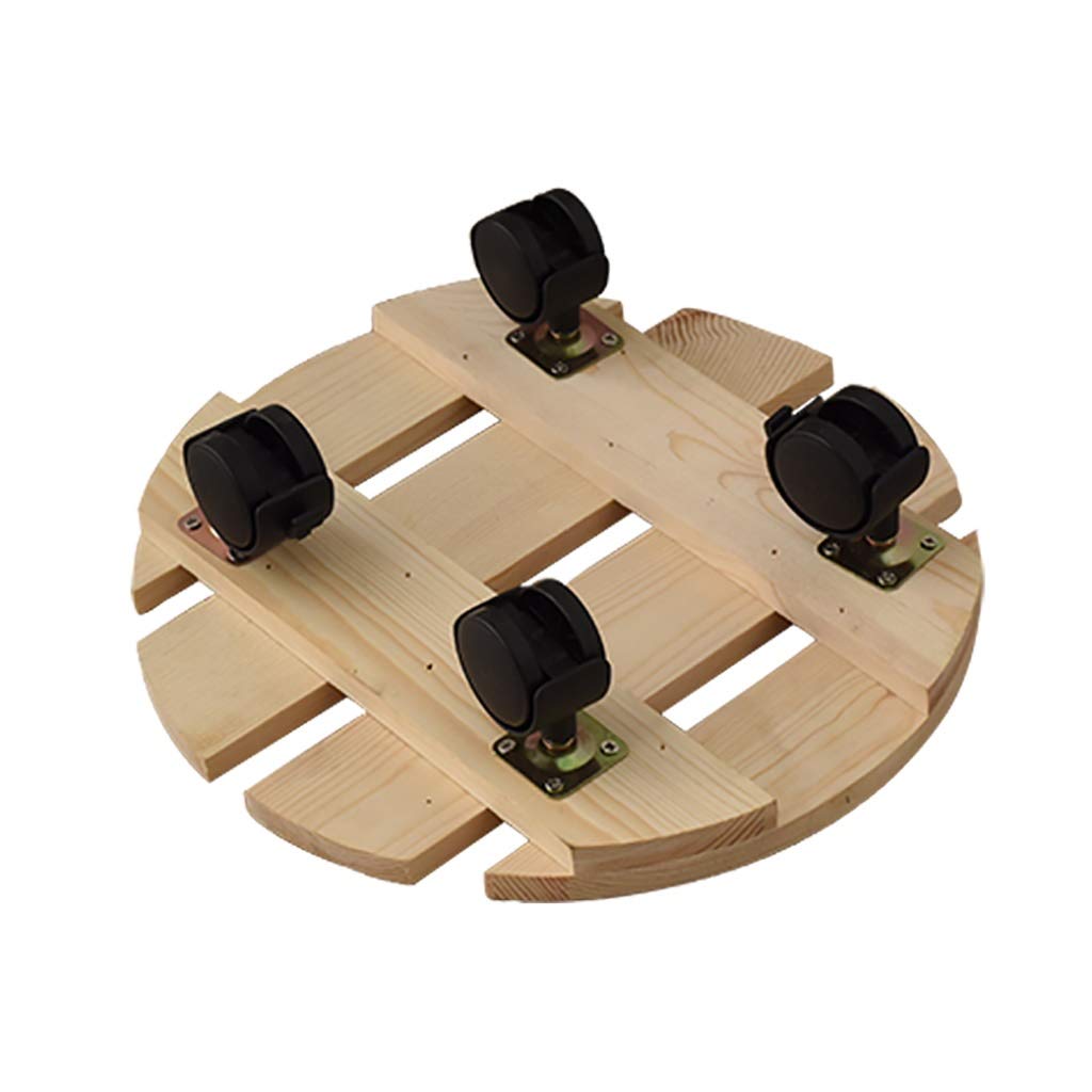 GuTen Carrello Portavasi In Legno Con Ruote Girevoli 360° - Diametro 35cm, Capacità 90kg - Sottovaso Su Ruote Per Piante Grandi, Interno/esterno