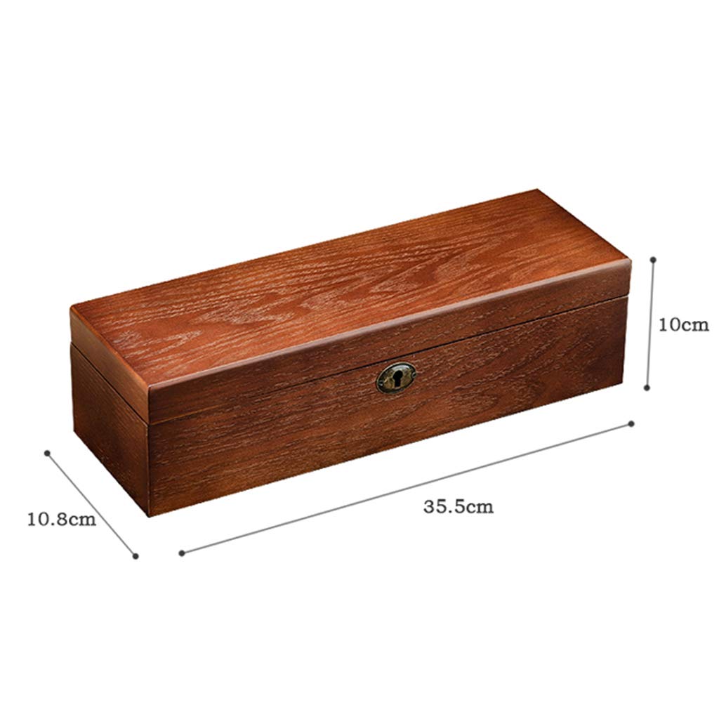 Caja de reloj de madera para hombres, mujeres, 6 ranuras, joyería, pulsera, exhibición, caja de almacenamiento, organizador de escaparate con almohadas suaves y cerradura de metal con cerradura