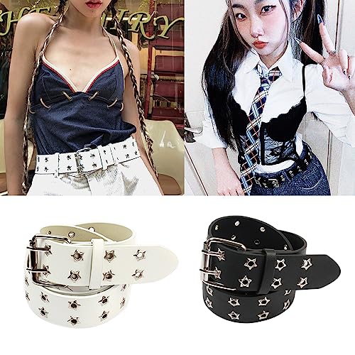 Women Faux Leather Belt For Jeans Pants Fashion Double Grommet Waist Belts With Alloy Pin Buckle Casual Accessoreis Lady Belt2