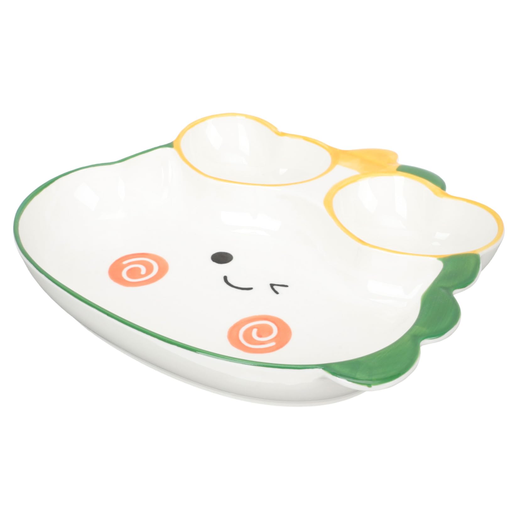 PRETYZOOM Cute Dinosaur Design Multi Function Food Plate Reusable Wear Resistant Dumpling Dish Delicate Ceramic Sushi Plate with Condiment Dish for Parties and Celebrations