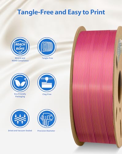 Image of DURAMIC 3D PLA Filament 1.75mm 1kg Spool, Jam-Free High Stifness 3D Printing Filament with Cardboard Spool, No-Tangling No-Clogging Dimensional Accuracy 99% + /- 0.03 mm Silk Magenta Neon Green 1 Pack