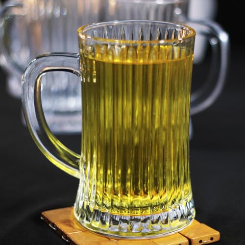 Image of Melbify Beer Mug | 550 ml | Set of 6 | Ribbed Design | Mug with Handle | Classic Beer Glasses | Premium | Heavy | Perfect for Beer, Cider,Cocktails,Mocktails | Gift Set