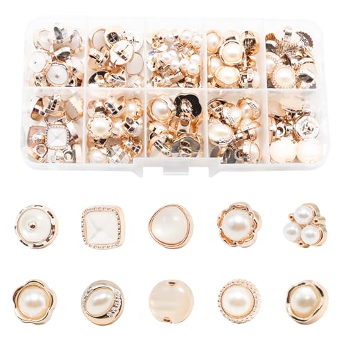 Lilaly 100 Pcs Assorted Pearl Buttons for Clothes Button Covers for Women Blouses(Style 6)