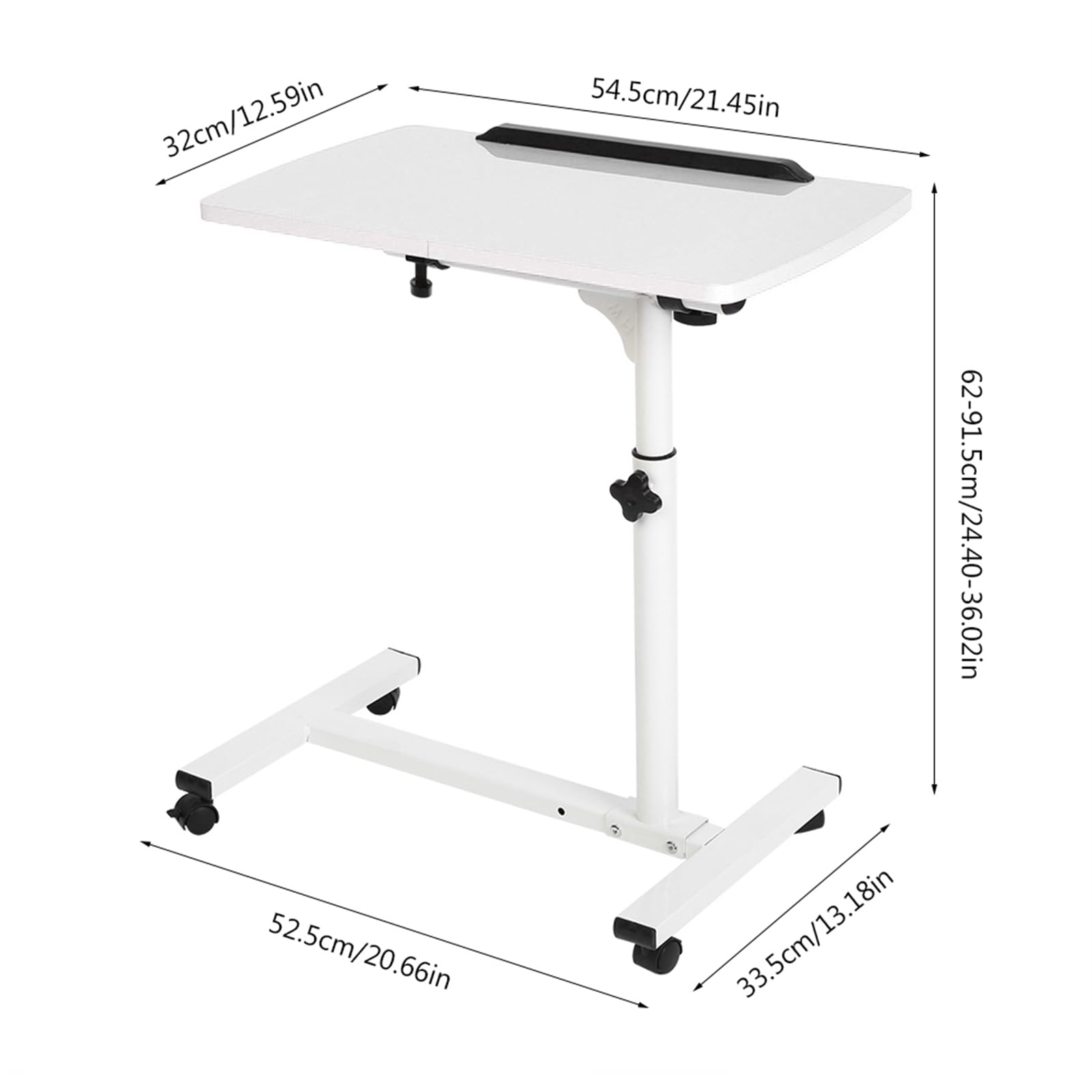 Portable Laptop Desk,Hight Stand Under Bed Chair for Reading, Coffee, Computer, Storage Rack, Bedside Table (White)