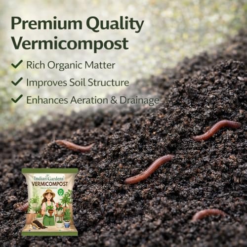 Image of Indian Gardens - Vermicompost Fertilizer | Organic vermicompost | Worm castings Fertilizer | Natural Plant Booster | Nutrient-Rich Compost (5 Kg)