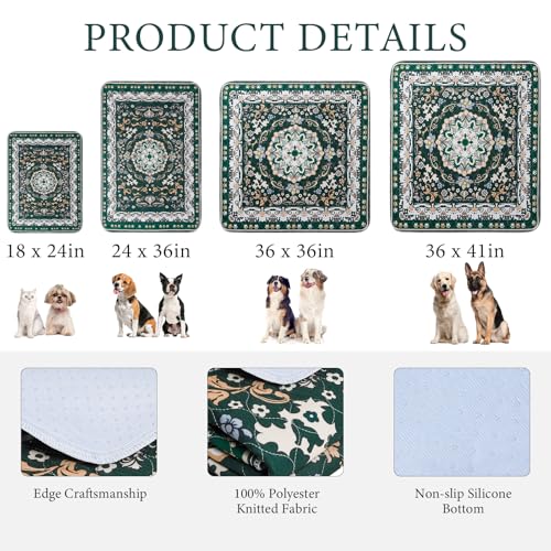 Image of Homimp Washable Pee Pads for Dogs, 2 Pack Reusable Puppy Pads Waterproof, Absorbent and Leakproof Dog Pee Pads, Non Slip Puppy Training Pads, Pet Mat for Floor, Crate, Couch, Whelping,Green, 24 inchx36 inch