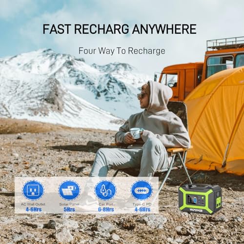 Portable Power Station 300W (Peak 600W), YKPOWER 296Wh Backup Lithium Battery Solar Generator with 110V AC Output, 60W USB-C PD Output, LED Light, Power Station for Outdoor Camping Travel RV CPAP Home - Image 5