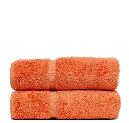 Bare Cotton Luxury Hotel & Spa Collection Highly Absorbent, Quick Dry 100% Turkish 700 GSM, Eco Friendly Towel, for Bathroom Dobby Border Soft Bath Towel Set 27 X 54 (Coral, Bath Towels - Set of 2)