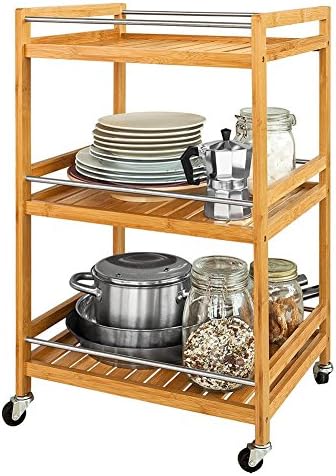Carrello Cucina In Bambù Sogesfurniture - 3 Ripiani, Multiuso Con Ruote - Foto 3