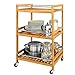 Produktbild BAKAJI Küchenwagen/Badwagen, 3 Fächer, aus natürlichem Bambus, 4 Räder, 46 x 38 x 76 cm, Servierwagen aus Naturholz