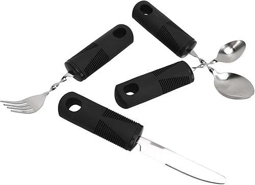 Miniatura 9 de Parkinsons Patients Adaptive Weighted Utensils Set, Stainless Steel Material with Ergonomic Black Handle for Arthritic Hands, Weighted Utensils