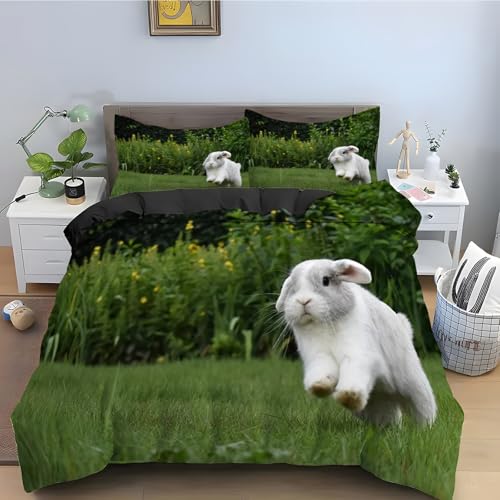 Parure de lit 90x190 lapin housse de couette microfibre ensemble literie