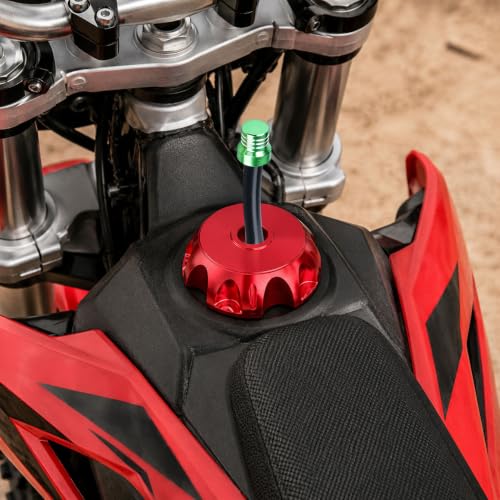 Image of 2pcs Motorcycle Breather Hose Gas Fuel Tank Cap Vent, Green | Motorcycle Gas Cap Vent Hose Tube,Aluminum Universal Breathing Tube Fits Off-Road Motorcycles ATVs /Pit Dirt Motorcycle Bike