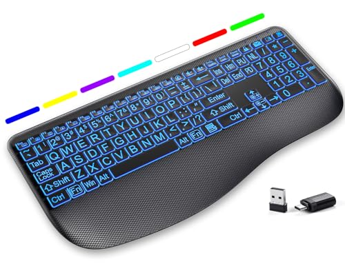 Large Print Backlit Wireless Keyboard – Silent Keyboards with Wri...