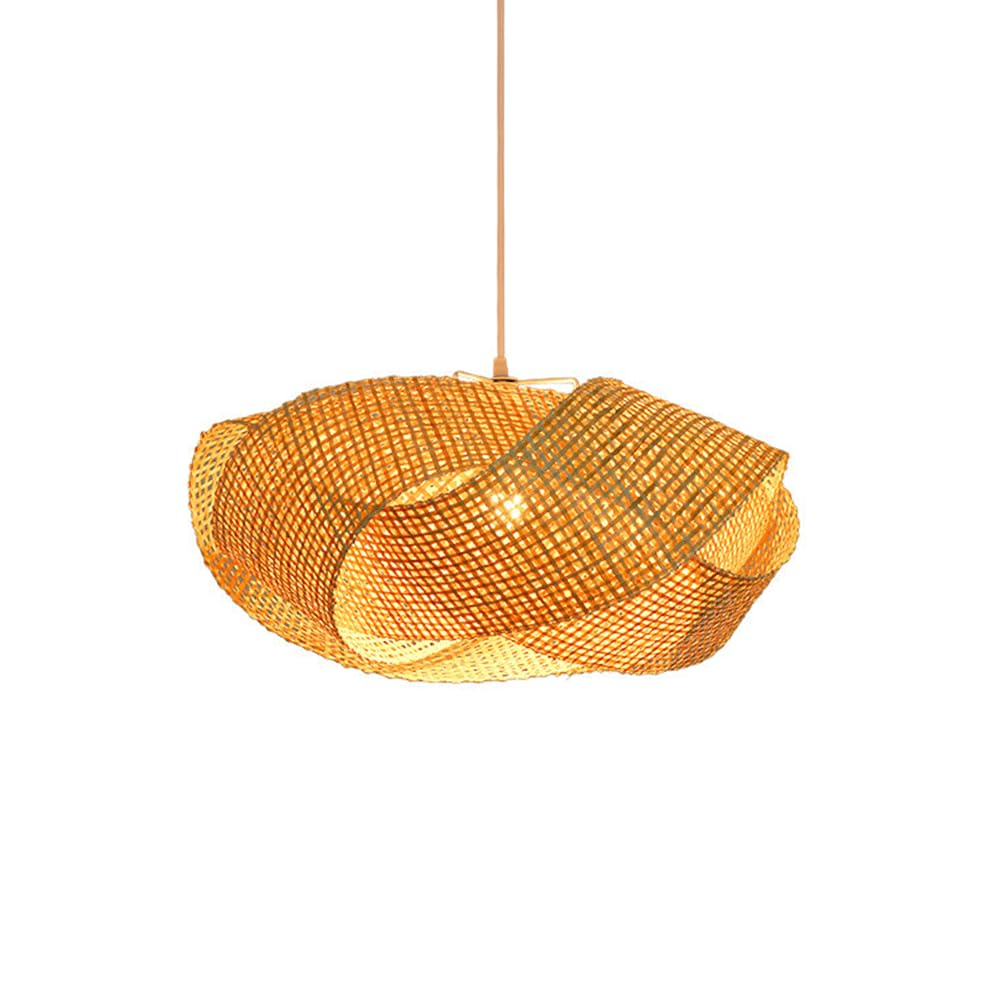CHUNGYANG Handwoven Pendant Lamp Boho Chandelier for Restaurant Entryway Creative Natural Bamboo Hanging Lighting with Adjustable Suspension Line Vintage Height Adjustable Pendant Light Fixture
