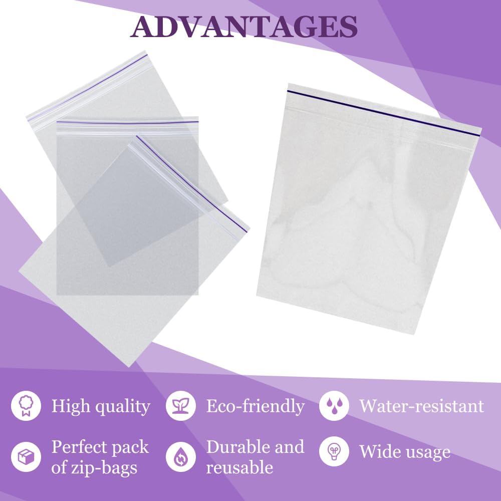 4x6 inch Clear Zip Bags 2 Mil Thick Pack of 1000 Resealable Plastic Zip Bags Durable Ideal for Food Storage Freezer Snacks Pantry Jewelry Tourism Heavy-Duty Packaging Coins Pills Candy Beads