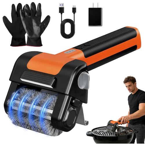 Electric Grill Brush, 950 RPM Cordless Electric BBQ Grill Cleaner with 4500mAh Battery, LED Light, 304 Stainless Steel Brush Head, No Preheating Grill, Heavy Duty Grill Clean Tool for Outdoor Grill
