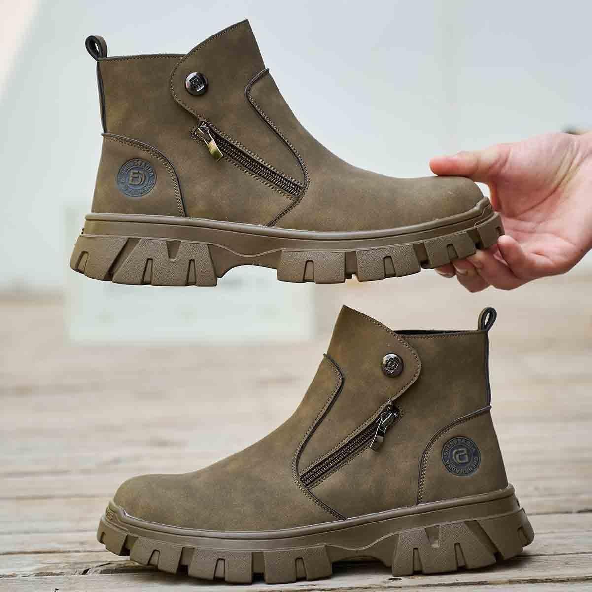 溶接作業用安全靴、耐衝撃性・耐穿刺性作業靴、快適な耐火性労働保険履物、滑り止めアウトドアアドベンチャースニーカー