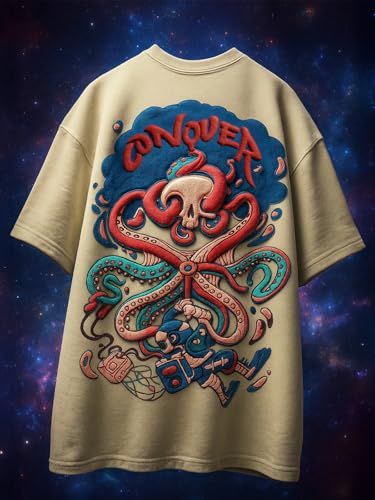 Image of Veirdo Oversized Baggy Fit Drop Shoulder Graphic Printed Design Half Sleeve T-Shirt for Men (Available Sizes: S to 2XL)