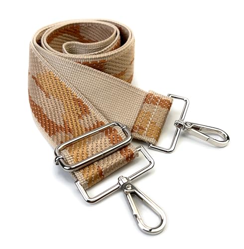 Image of Purse Strap Replacement for Crossbody Bags & Handbags | Premium Webbing with Silver Hardware Clip-On Installation Adjustable Length Comfortable Wide Guitar Style Strap