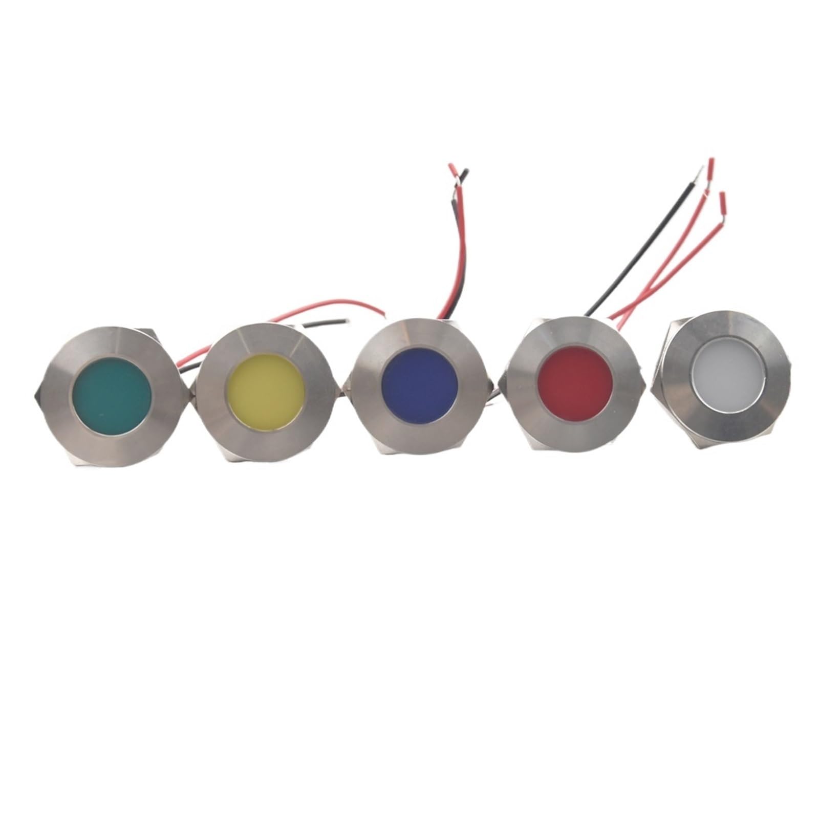 Luz indicadora LED de metal de 30 mm, alto brillo, 3-48 V/110 V/220 V, luz de señal industrial IP64, resistente al agua, con cable(White LED,220V)