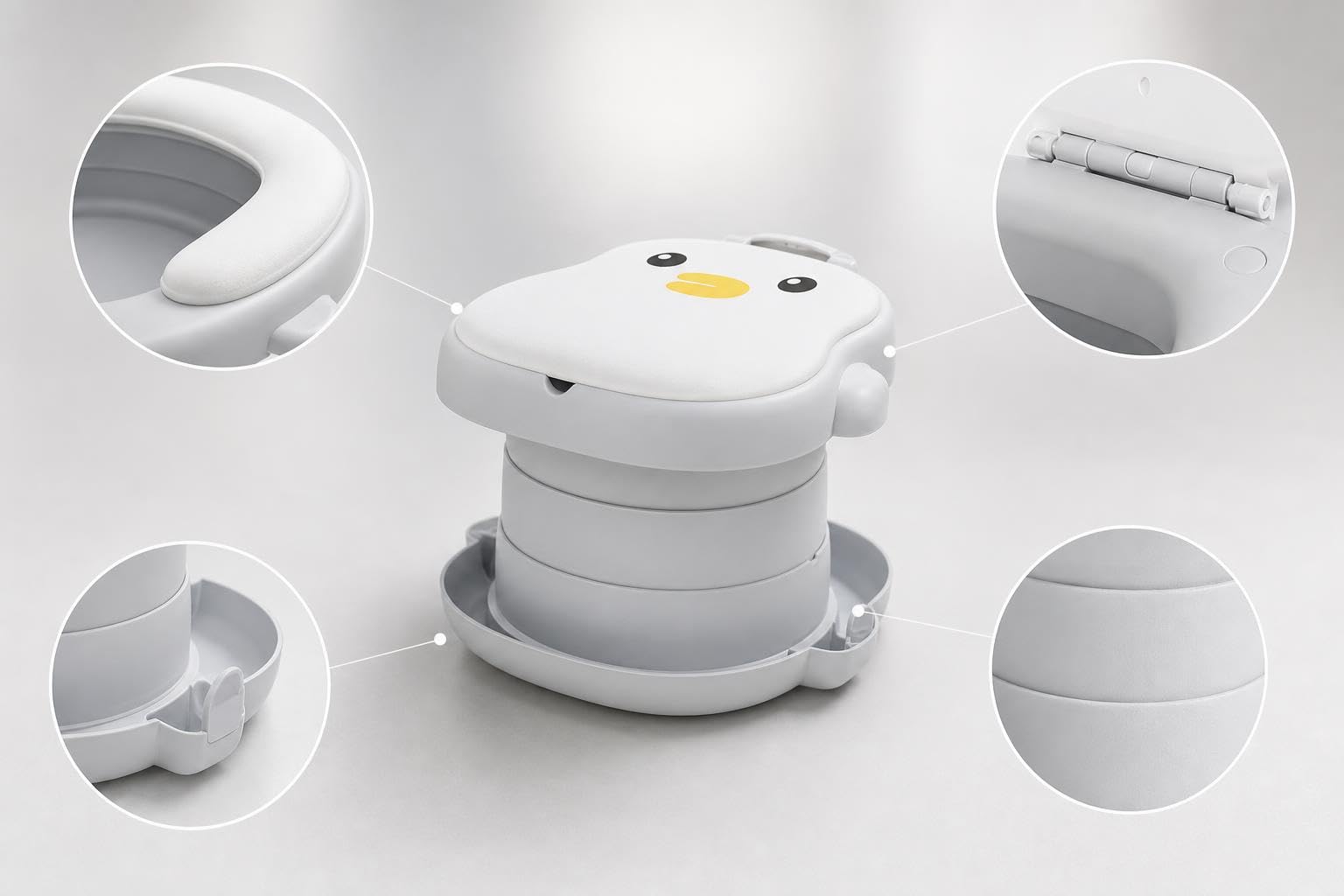 Pot pliable portable pour bébé, siège toilette pour l'apprentissage la propreté, Siège de toilette non intégré, coussin souple confortable et amovible