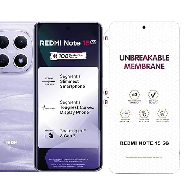 Image of BLACKSHEEP Matte Screen Protector for Redmi Note 15 Pro | Redmi Note 15 Membrane Case Friendly Full Edge to Edge Screen Coverage & Installation Kit