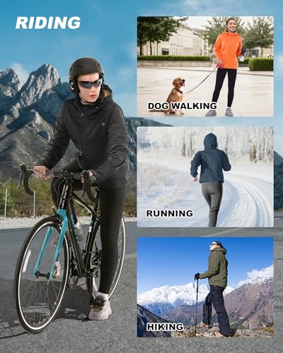 Outdoor Ventures Damen Wasserdichte Softshelljacke Winddichte Übergangsjacke mit Kapuze Leichte Sportjacke Funktionsjacke zum Radfahren, Wandern, Nachtsblau 38