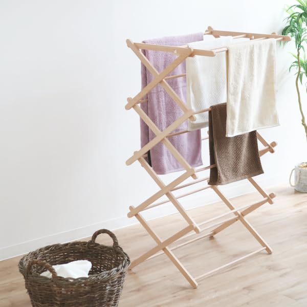 Amazon.co.jp : クロスドライヤー 物干し 折りたたみ 木製 伸縮 室内