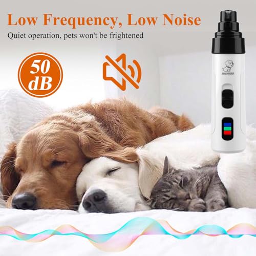 Silent Dog Nail Grinder Cordless Electric Pet Nail Trimmer USB Rechargeable Dog Claw Grinders Low Noise Diamond Bit Nails Clippers File Trimmer for Dogs & Cat - Image 6