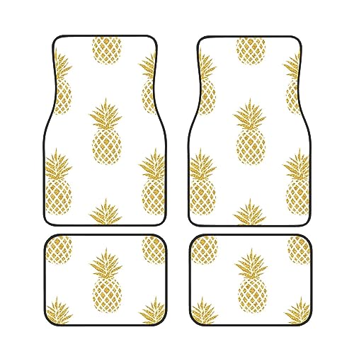 Tapis de sol voiture caoutchouc SUV camion robuste pack de 4 tapis ananas doré