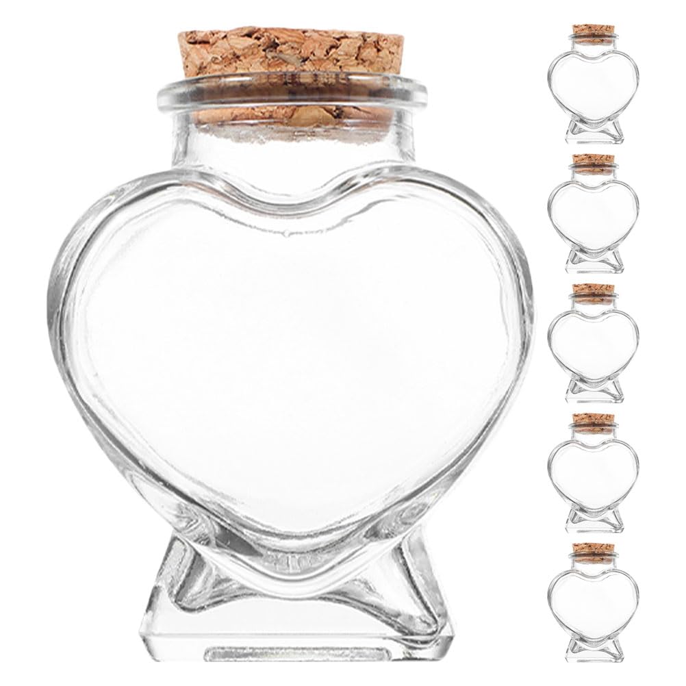 Bocal en verre cœur bouchon liège ABOOFAN : fiole décorative pour mini bijoux et petits mots