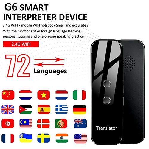 TRADUTOR DE ÁUDIO PORTÁTIL G6 INTELIGENTE TRADUZ 72 LÍNGUAS COM A CONEXÃO DE WI-FI