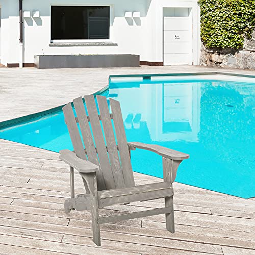 Fauteuil Adirondack Bois Massif Sapin Gris - Outsunny