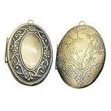 AKOOSY Colgantes para Fotos Ovalados de Metal Bronce Antiguo Medallones para Fotos Marco Europeo Tallado Set de 2 Piezas para Collares y Manualidades Portafotos Decorativos para