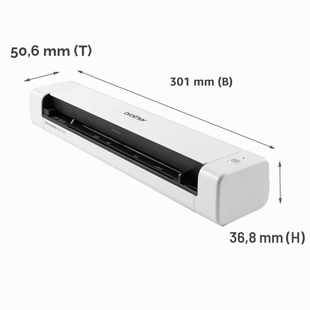 Brother DS-740 Mobiler Scanner | A4 | Vorder- und Rückseite | USB-Netzteil | 15 ppm | Farbe | Schwarz/Weiß | Scan to USB